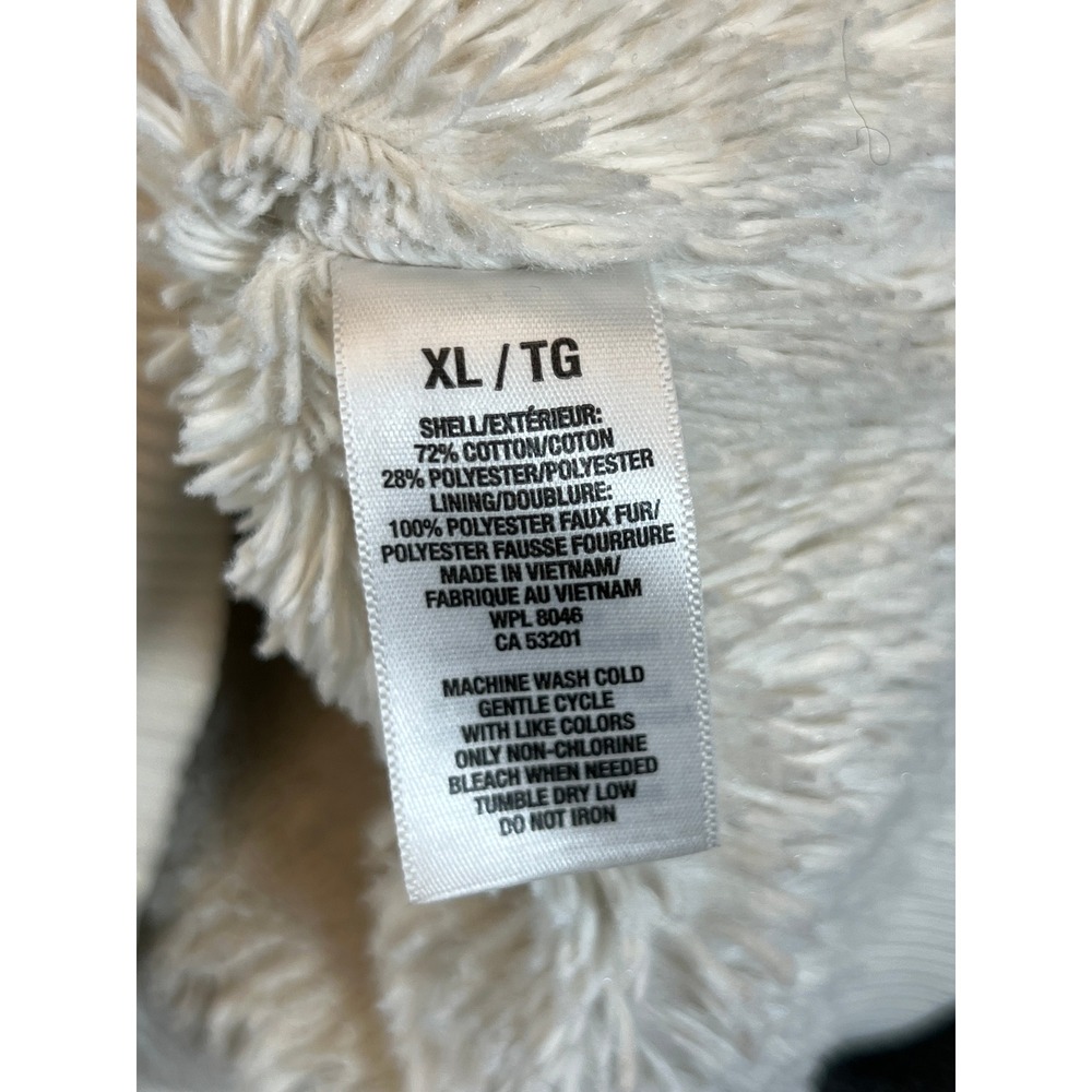 Aeropostale Plaid Faux Fur Lined Full Zip Up Hoodie Red Cream Womens XL - Picture 6 of 9